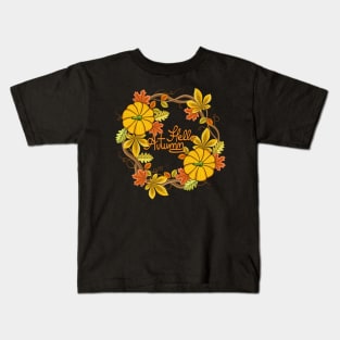 Hello Autumn - Wreath Kids T-Shirt